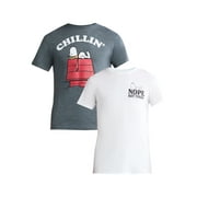 Snoopy Men’s \u0026 Big Men’s Graphic Tee Shirt Chillin Nope Not Today, 2-Pack, Sizes S-3XL